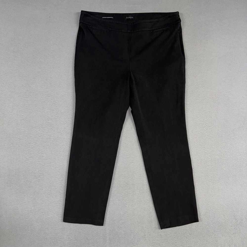 Talbots Pants Womens 16 Black Classic Refined Bi-Stretch Professional Side Zip